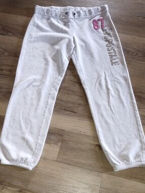 Aeropostale Light Gray Sweatpants with Pink '87' Logo